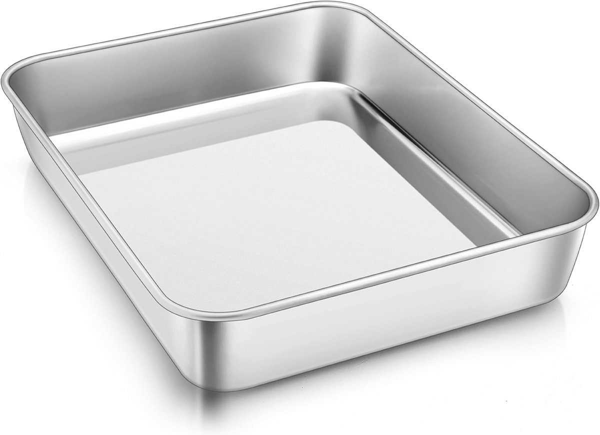Rechthoekige Roestvrijstalen Bakplaat - Diepe Ovenplaat 31,5 x 24,8 cm voor Bakken en Koken