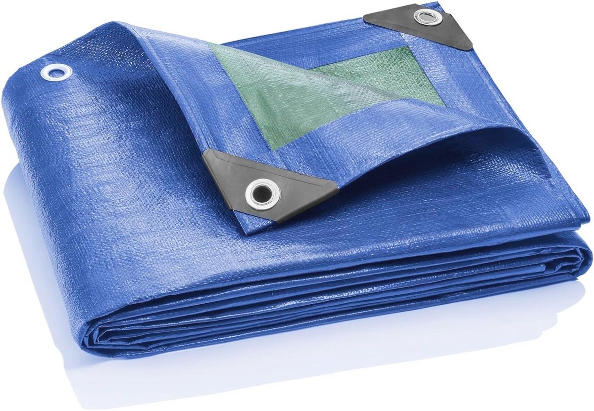 Afdekzeil 2x2m 90g/m2 Blauw/Groen - Weerbestendig Dekzeil voor Tuin en Bouw