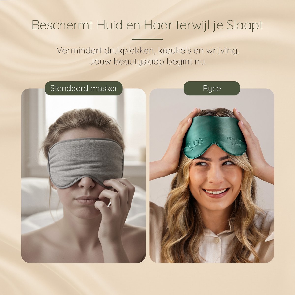 Ryce® Zijden Slaapmasker - Oogmasker - Vrouwen & Mannen - Cadeau - Groen — afbeelding 2