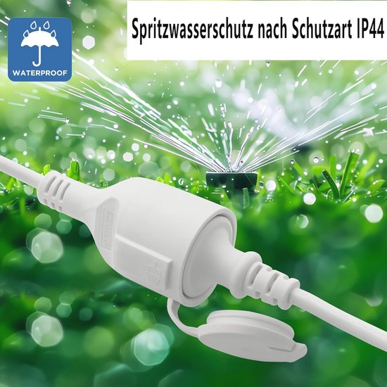 HuaLiSiJi Rallonge Électrique Schuko 0.3m – 16A 250V IP44 Étanche Caoutchouc, 2 Prises, Câble Court Extérieur Intérieur (Noir)