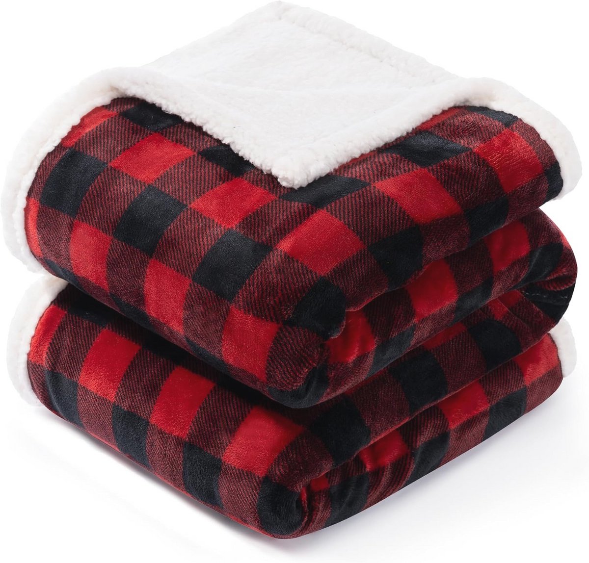 Zachte Sherpa fleece deken - Cozy Lichtgewicht Buffalo Geruite Pluche Deken, 127 x 152 cm