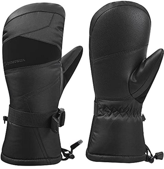 Skihandschoenen, waterdicht, winter, warme handschoenen, koud weer, touchscreen, sneeuwhandschoenen voor heren, dames, kinderen, skiën, snowboarden (blauw/wit, XL (herenmaat L-XL