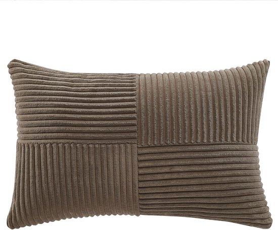 EMEMA Kussensloop 60 x 60 cm, corduroy herfst kussenslopen, set van 4 sierkussens, sofakussen, corduroy, sierkussensloop, decoratief corduroy kussen, zacht voor bank, woonkamer, slaapkamer, bruin