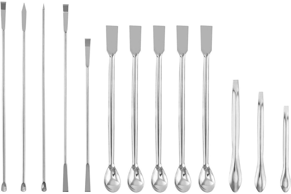 E-Ambar - Roestvrijstalen laboratorium spatels set - Laboratorium mengspatels - Monsterlepel