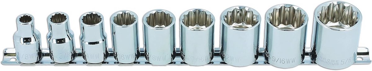 9-delig Dopsleutelassortiment voor Whitworth 1/2"