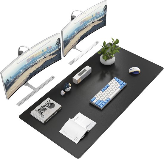 Grote vilten bureaumat, antislip bureauonderlegger, beschermer voor toetsenbord, bureauaccessoires voor thuis en op kantoor (zwart grijs, 100 x 40 cm Grote vilten bureaumat, antislip bureauonderlegger, beschermer voor toetsenbord, bureauaccessoires voor thuis en op kantoor (zwart grijs, 100 x 40 cm