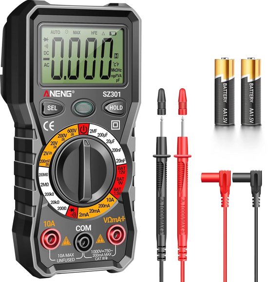 Digitale Multimeter voor AC/DC Stroom, Spanning, Weerstand, Diodes en ...