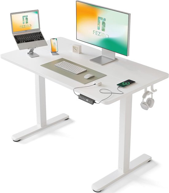 Foto: Elektrisch in hoogte verstelbaar bureau 100x60 cm sta bureau voor thuis en kantoor met scheidingsbord