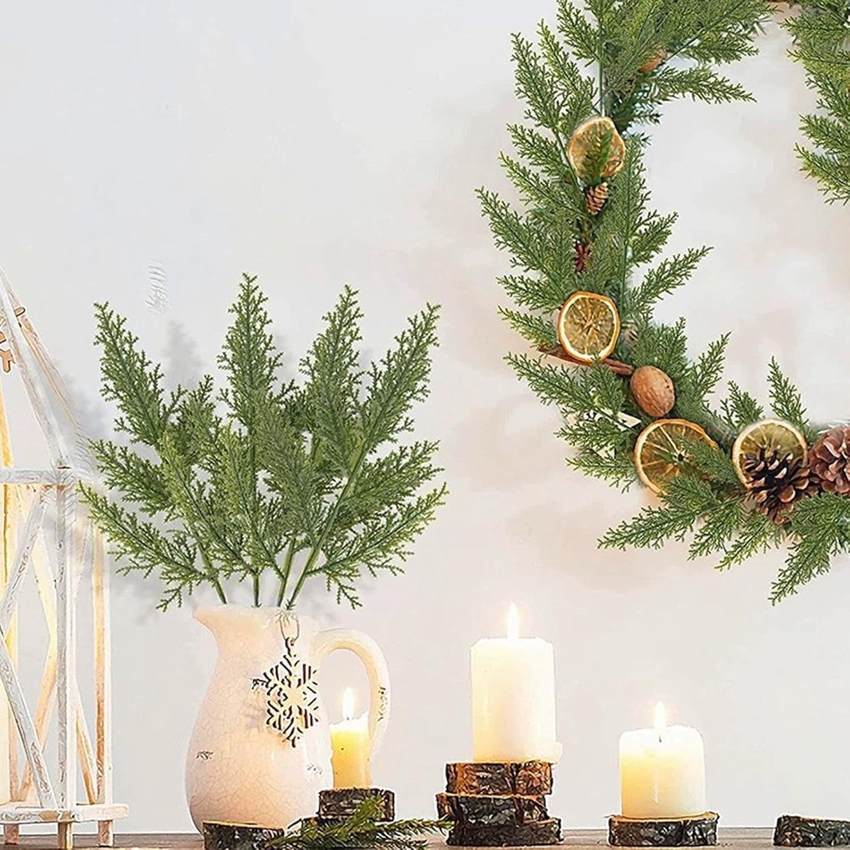 25pcs Kunstplanten - Dennentakken - voor Kerstkrans - 31CM - Kunstmatige Dennentakken - PE - Kerstdecoraties - Wreath Making Supplies – foto 3