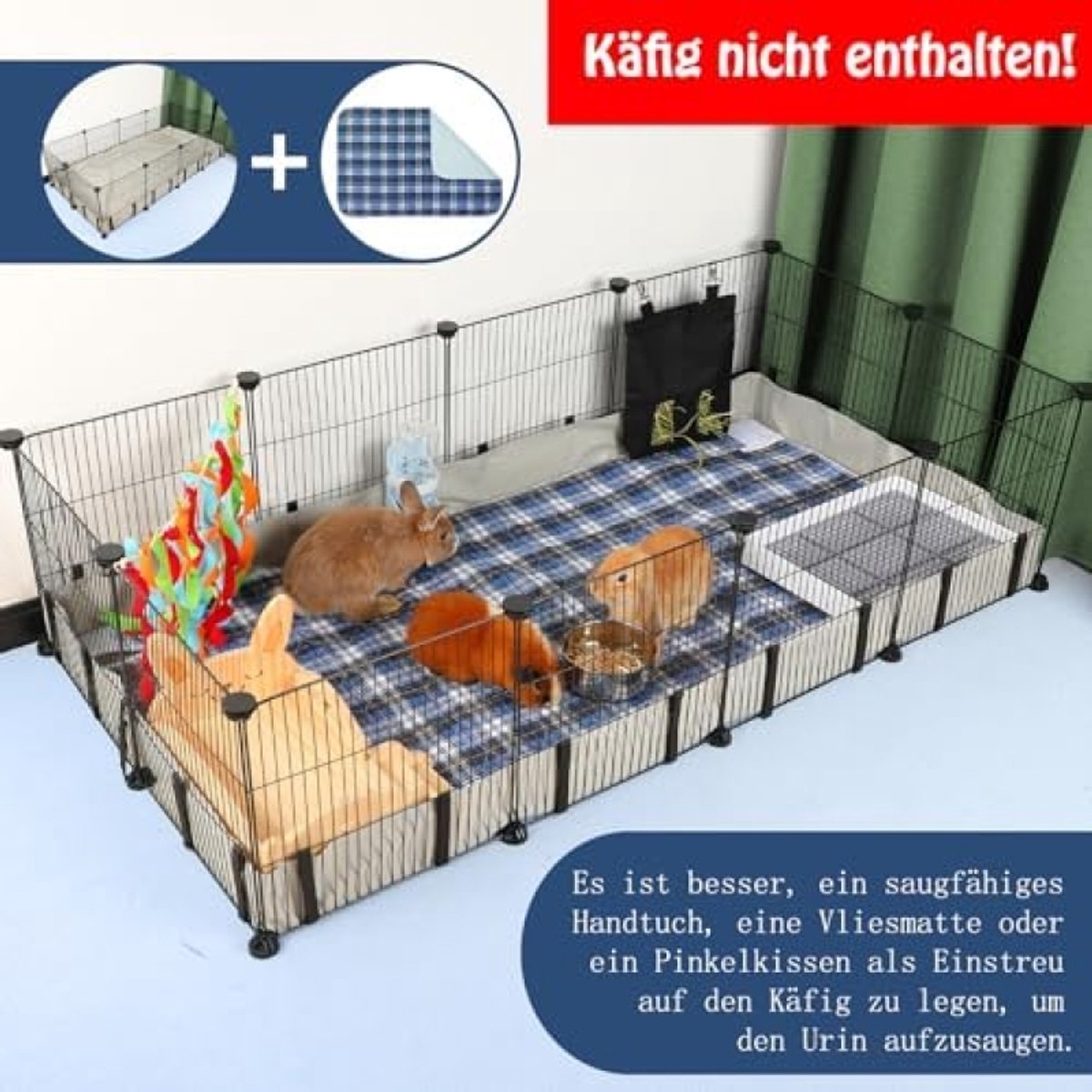 Waterdichte cavia's huisdierkooi - Oxford-stof leefruimte thumbnail 2