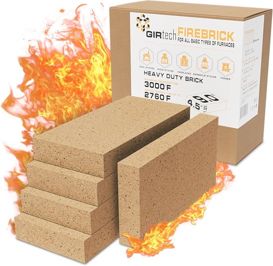 Vuursteen Pack van 5 - Zware Vuurvaste Brandstenen voor Huishoudelijke Verwarmingseenheden en Open Haarden