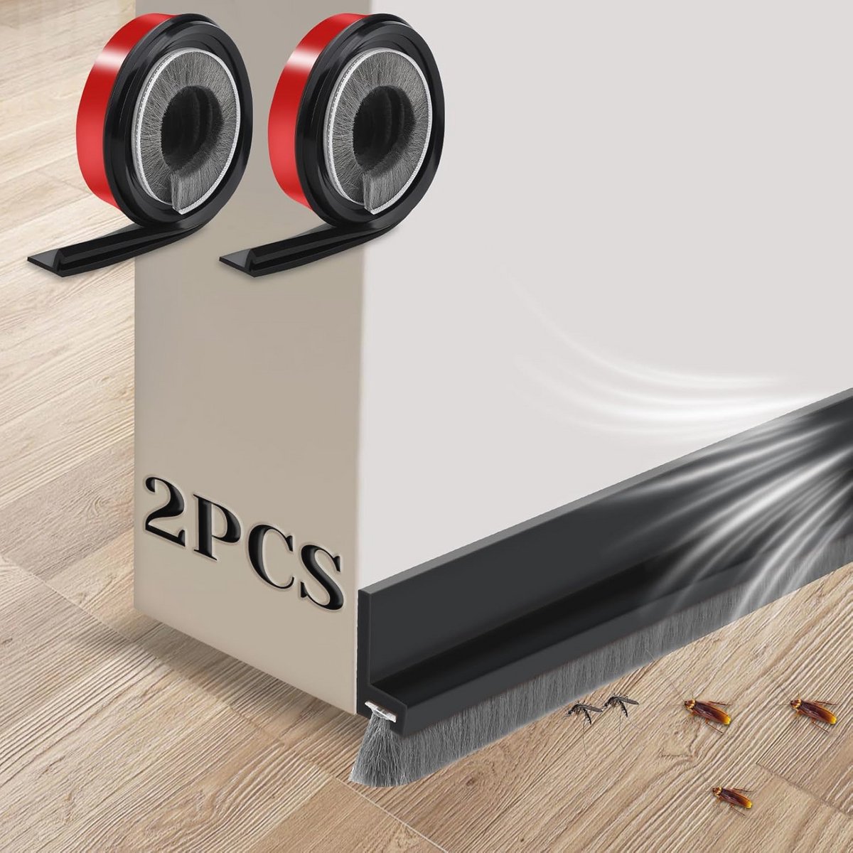Deurborstelafdichting 100 x 3 cm - Zelfklevend en Insectenbestendig - Energie Besparende Tochtstopper voor Deuren