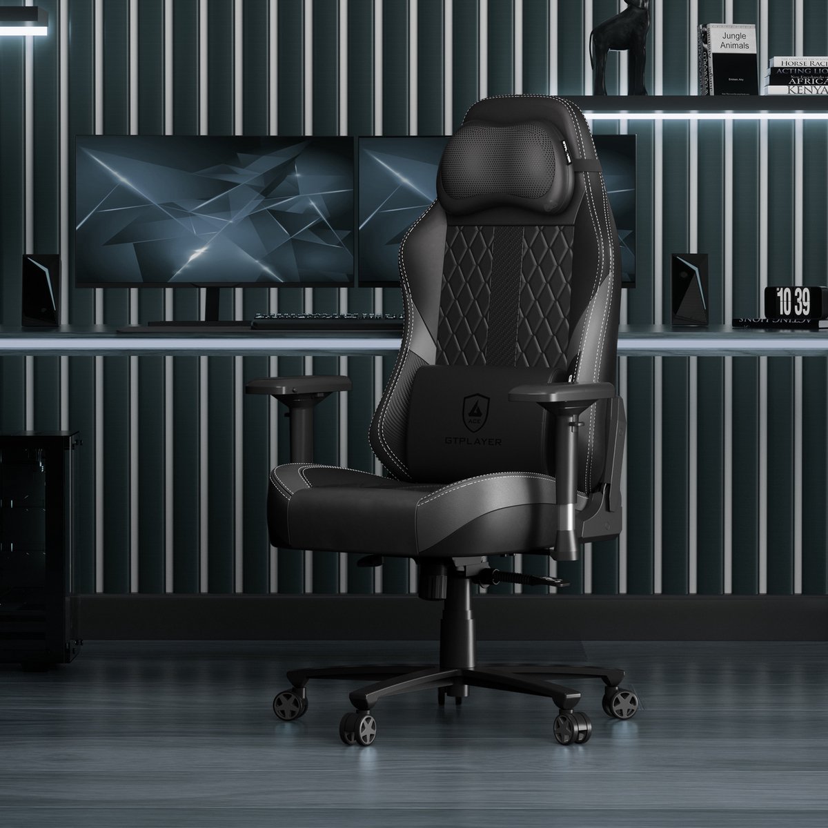 Gamingstoel Ergonomisch met Massage en Voetsteun Zwart - afbeelding 2