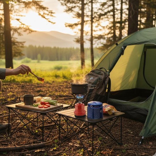 Vakantie kook set - camping kookstel 1 pit - incl. 2x gas navulling - priktank - 190 gram van Merkloos — afbeelding 2