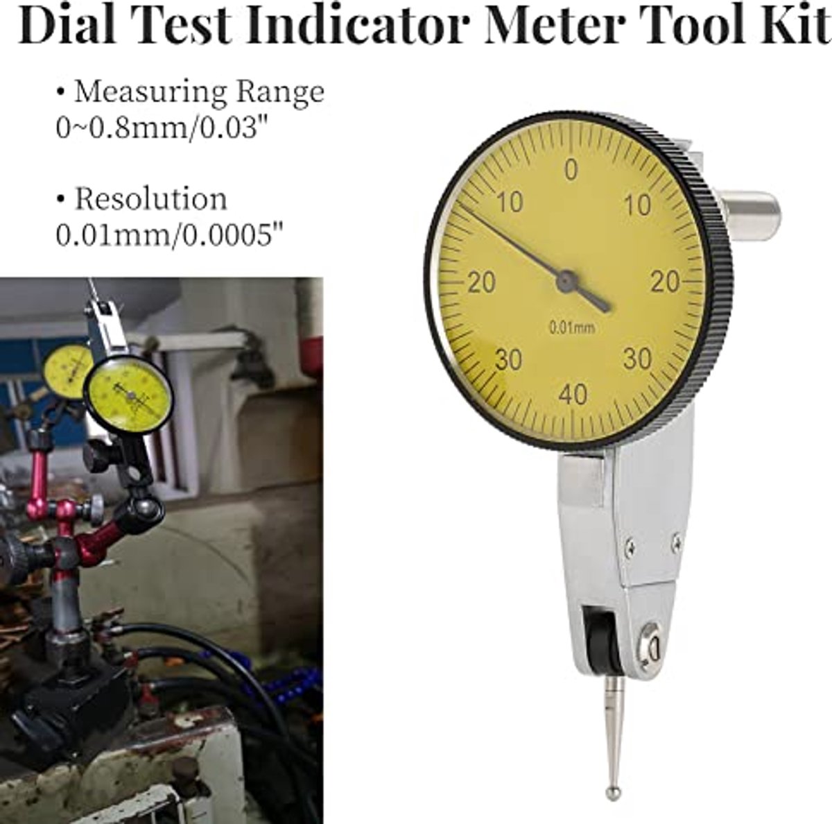 Precision Precision Precision 0.01mm Lever Dial Gauge Test Meter Tool Kit Gage con custodia grigia