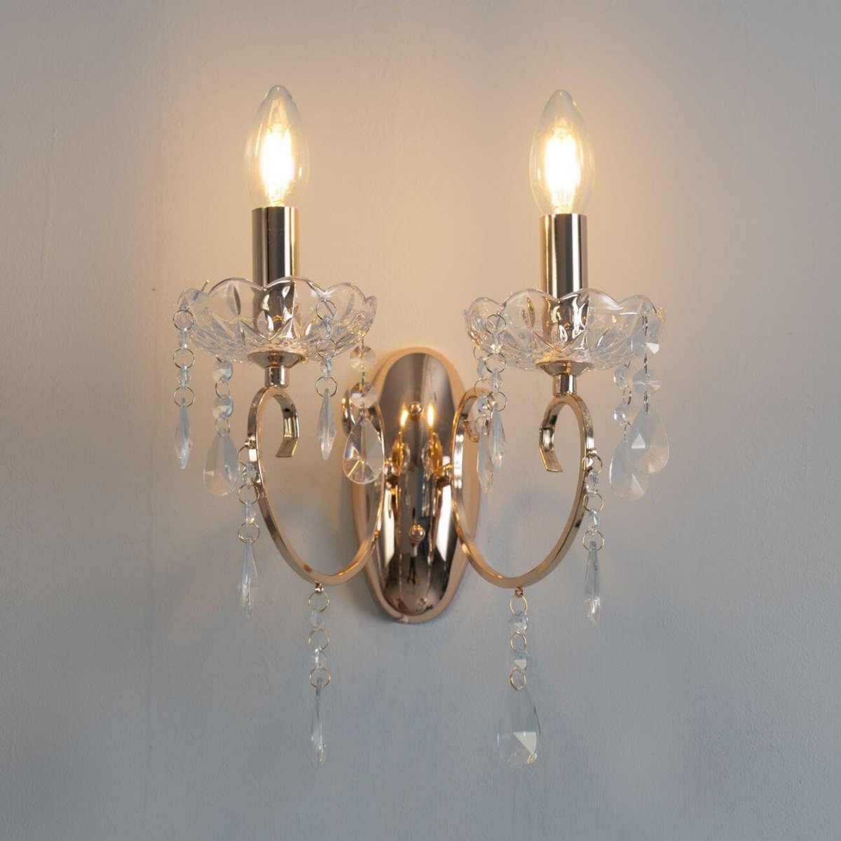 Moderne Wandlamp Kristal Barok Roségoud met Hangers voor Woonkamer en Slaapkamer