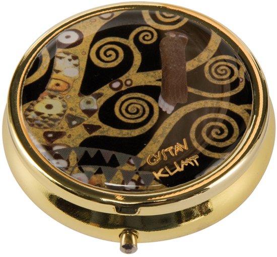 Boîte à pilules dorée ornée de 'L'Arbre de Vie' de Gustav Klimt.