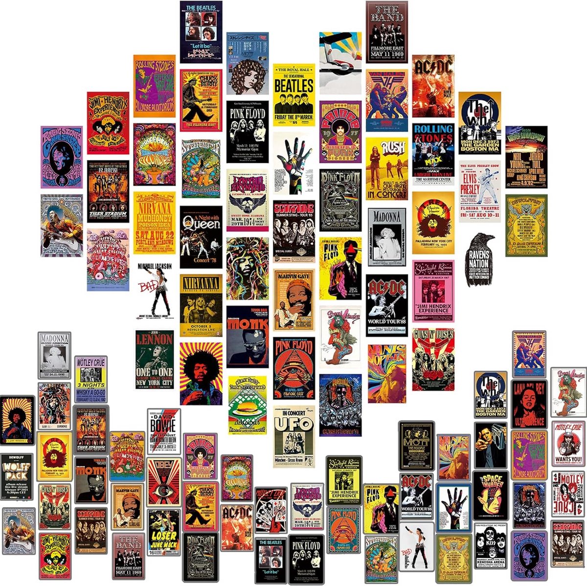 50 Delige Vintage Rock & Indie Muur Decoratie Set - Esthetische Posters voor Jongenskamer en Slaapkamer