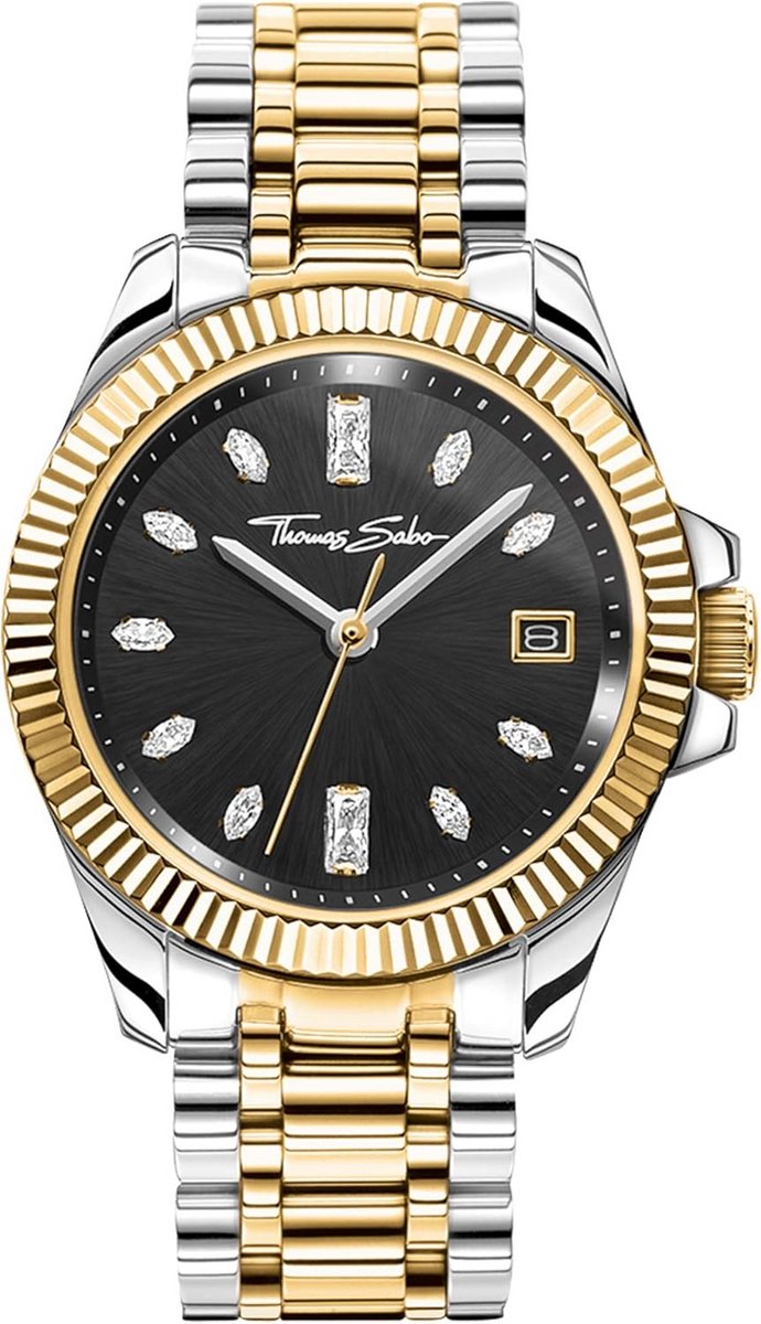 Dameshorloge Analoog Kwarts Zwart-Goudkleurig RVS Armband