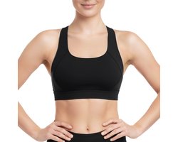Sport BH met Crossback - Corrigerend - Maat L - Zwart - Shapetape - Sport BH hoge ondersteuning - Sport BH comfortabel - Sport BH Fitness - Ademend Sport BH
