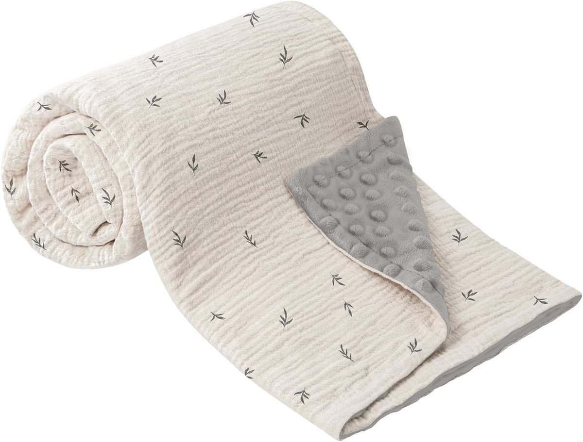 Stunq® Zachte en Ademende Babydeken van Muslin Katoen en Fluweel, 70 x 100 cm, Unisex Kleuren