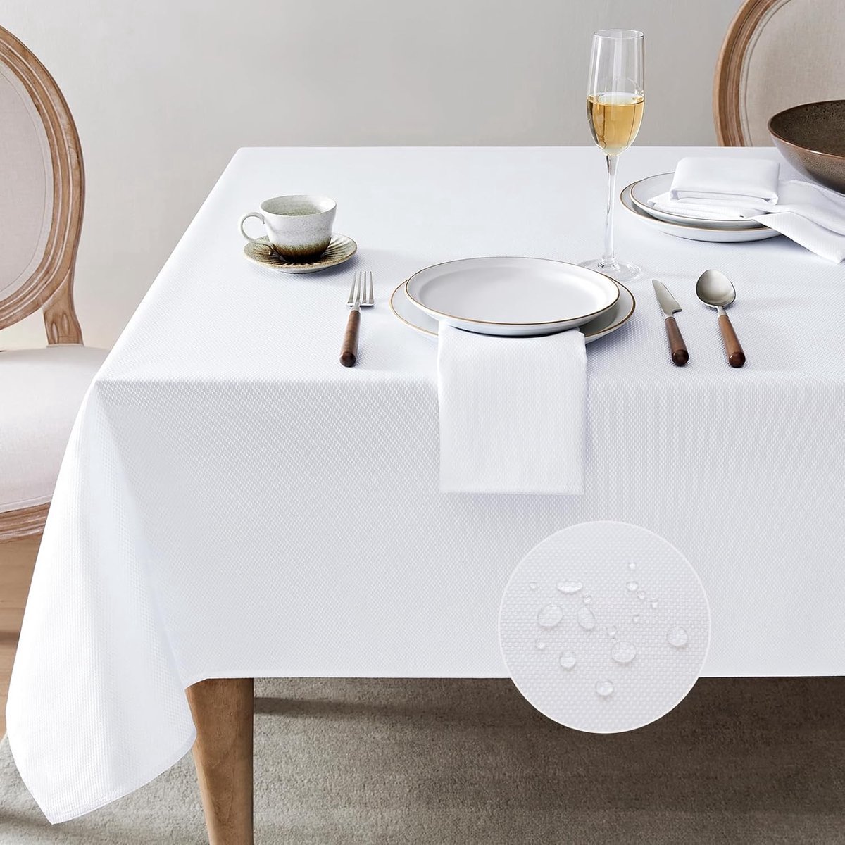 Stunq® Elegante Wasbare Tafellaken met Jacquard Geometrisch Ontwerp voor Binnen en Buiten