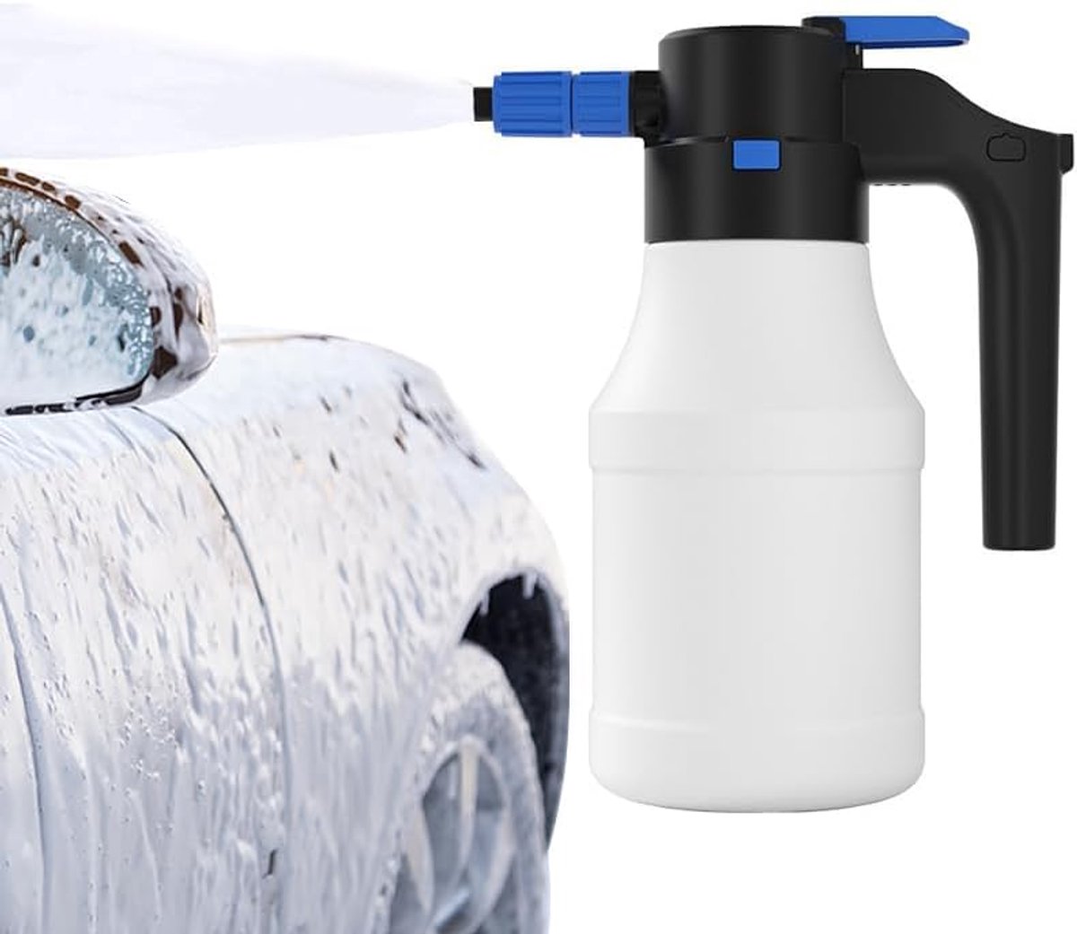 Schuimsproeier 2000 Ml – 55° Waaiersproeikop, Geschikt Voor Auto Wassen, Tuin, Planten En Reiniging, Inclusief 2 Sproeikoppen, Stevig PP-materiaal