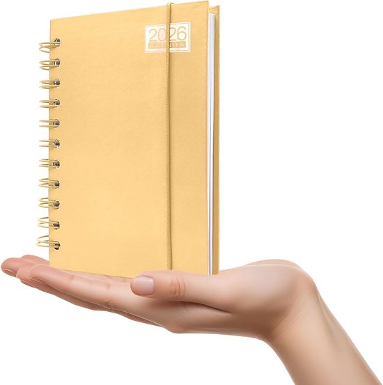 Dagkalender 2026 met ringen, formaat 11 x 16 cm, perfect voor
