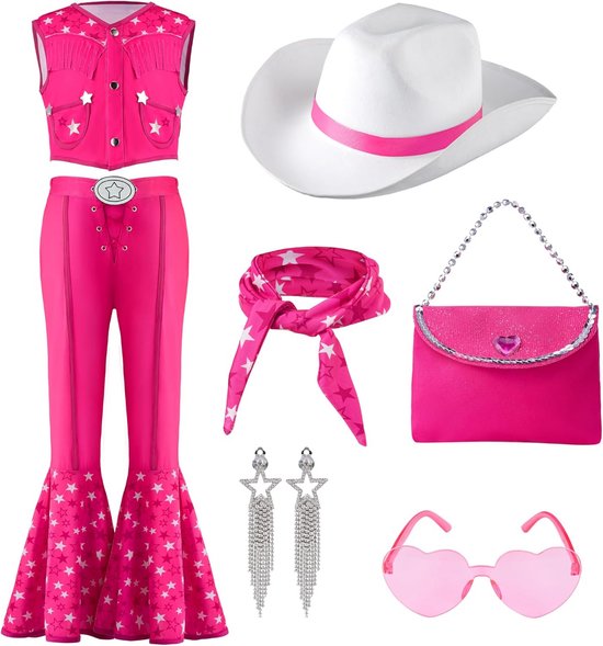 Roze Hippie Disco Kostuum Meisjes Jaren 70 80 Verkleedset Met roze-hippie-disco-kostuum-meisjes-jaren-70-80-verkleedset-met