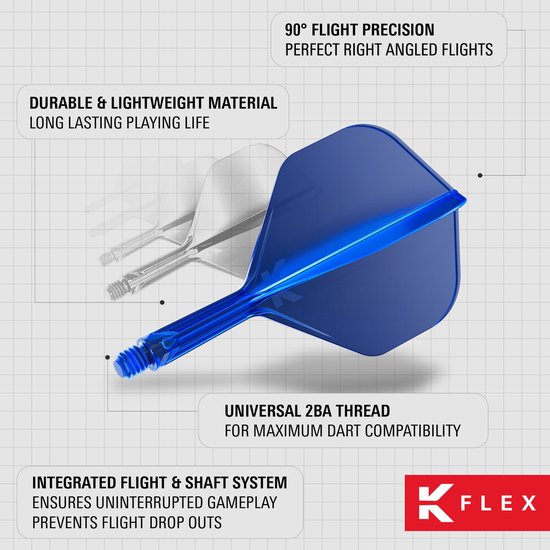 Target K-Flex Blue NO2 - Dart Flights - Short van Target — afbeelding 4