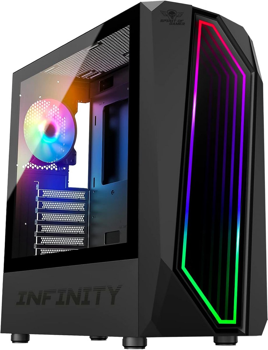 Gaming PC Behuizing Zwart RGB Midden ATX met Gehard Glas