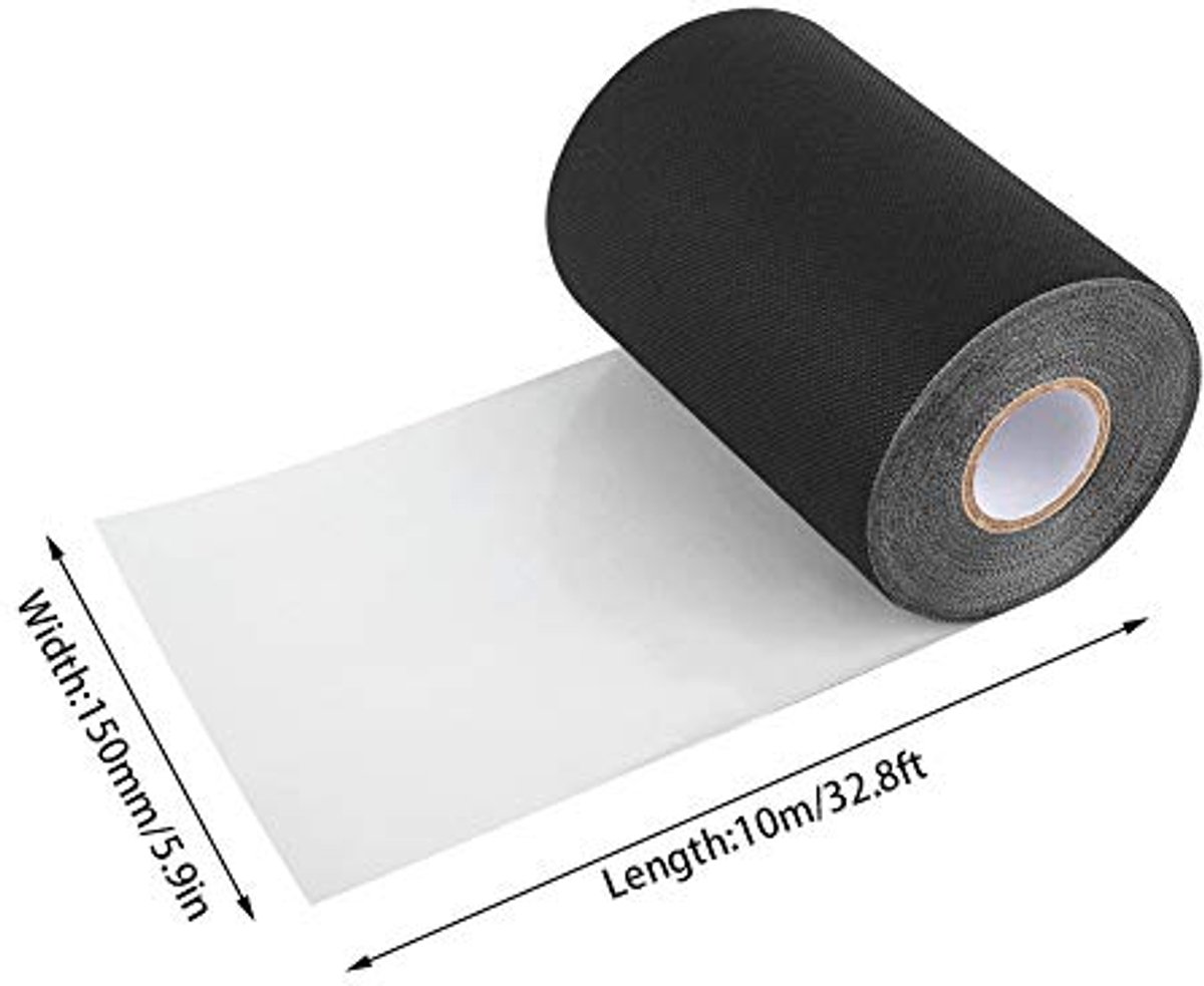 Voegenband voor kunstgras, 150 mm x 10 m, dubbelzijdig, voor tuin, astro en gazon, Zwart