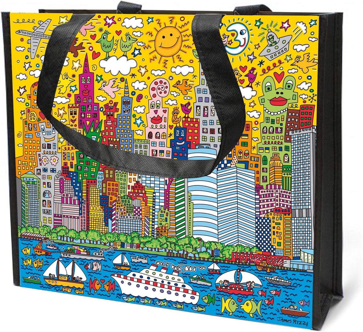 Grote Stoffen Shopper Tas New York Zonsondergang Winkelmand