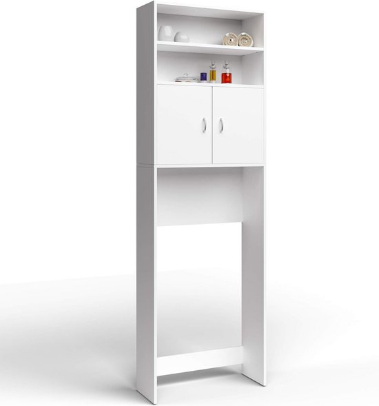Badkamerkast Hangend 60 Cm Boven Wastafel Wasmachine Planken Eiken Craft Zwart