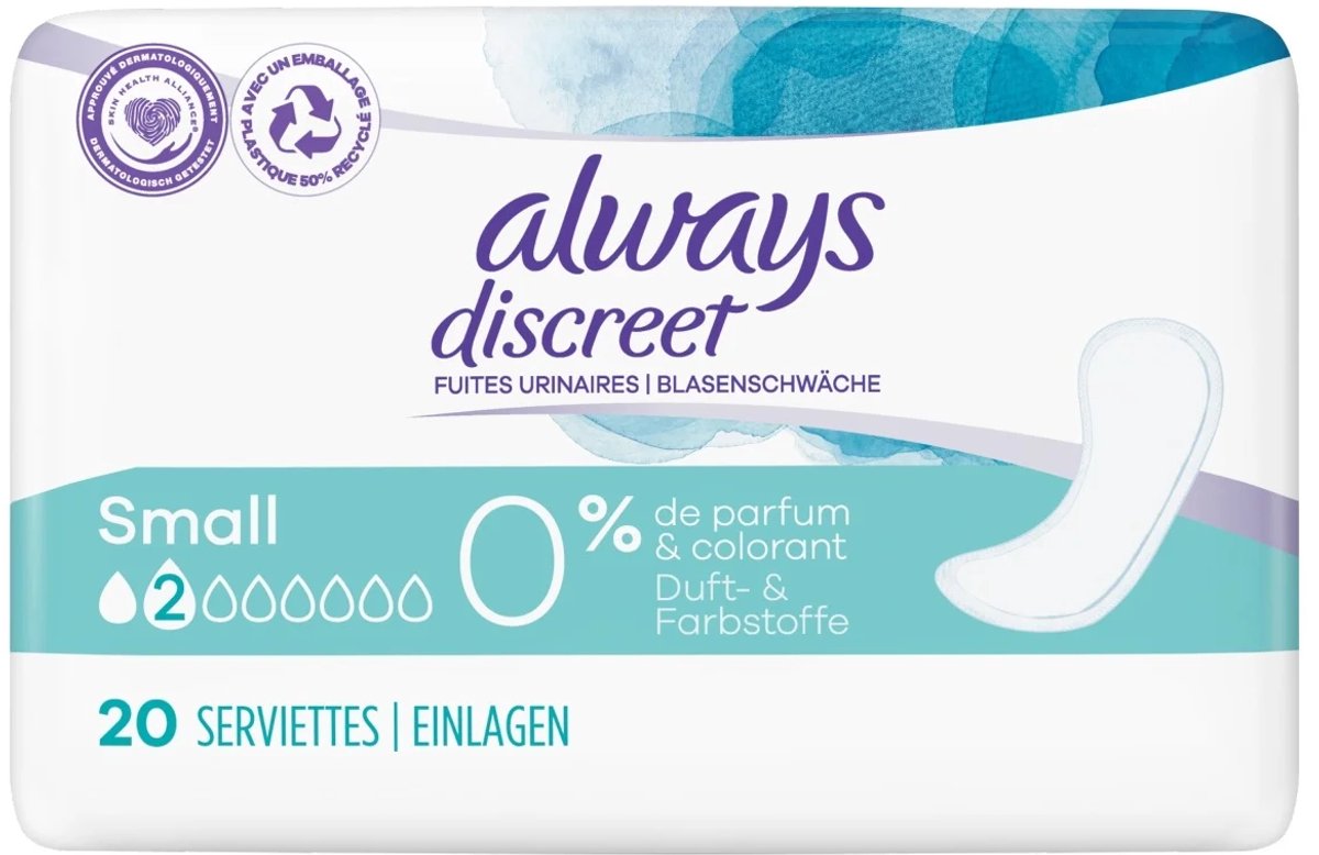 Always Discreet Small 0% Parfum & Kleurstoffen 20ST