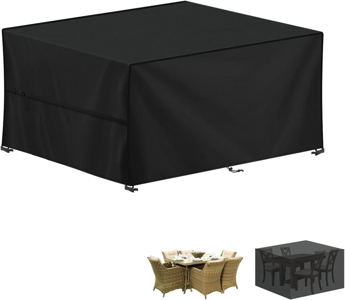 Stunq® Afdekking voor tuinmeubelen, waterdichte beschermhoes, tuinmeubelen, anti-UV-afdekzeil voor tuintafels, terrasmeubels, zware belasting, 420D Oxford, outdoor afdekhoes voor meubelsets, 140 x 90