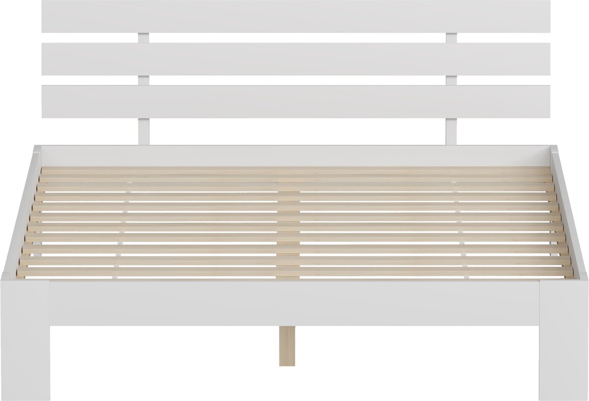 Houten bed met hoofdbord 140x200cm wit FINN