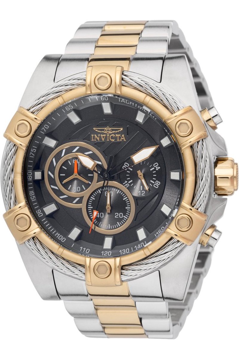 Invicta Bolt 49748 Heren Horloge - Waterdicht - Analoog - Quartz Uurwerk - Roestvrij Staal met grijze Wijzerplaat - 52mm