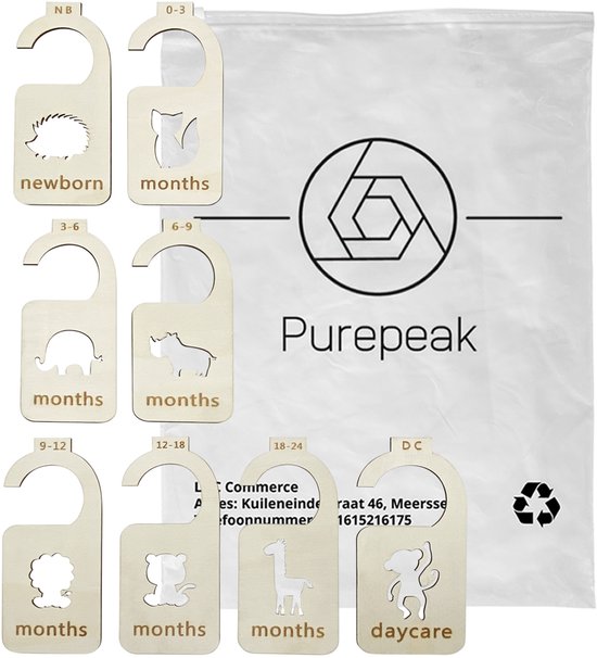 Purepeak Maathangers Baby Set 8 Stuks - Kledinghangers - Kastverdeler Kind - Maatverdelers voor Babykleding — afbeelding 5