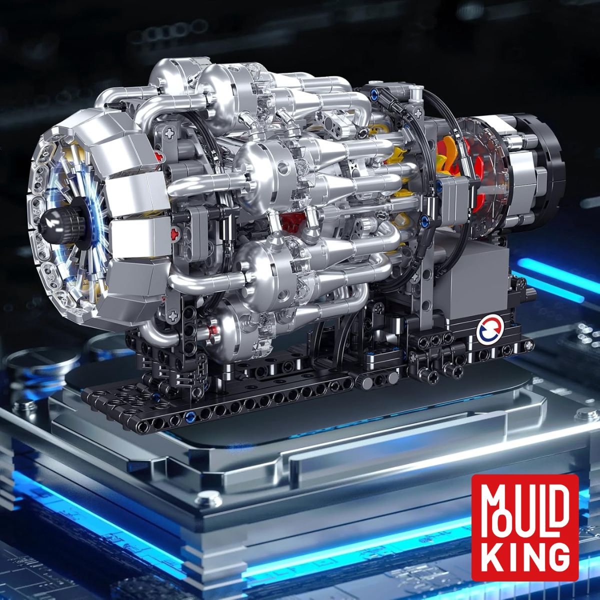 Mould King 10216 Icons Turbojet Vliegtuig motor bouwset | Speed champions modelbouw | Classic creator bouwpakket geschikt voor Lego | Technische educatief speelgoed ideas voor expert volwassenen & kinderen | Bouwdoos met 1214 bouwstenen — afbeelding 7