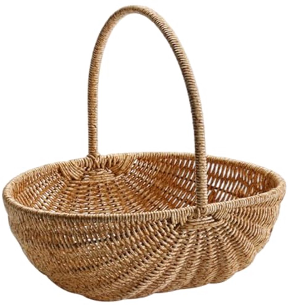 Wicker Harvest Basket - Woven Storage Organizer for Picnic, Fruit and Vegetables, Home Decor