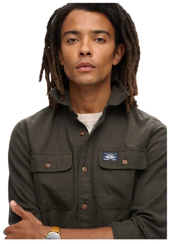 Chemise de travail en flanelle Superdry vert foncé