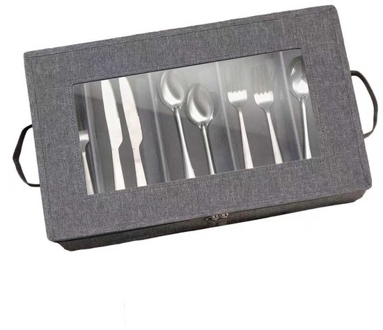 Bestekbak - Bestek opbergdoos - met afneembaar deksel en verstelbare verdelers - bestek en keukengerei opbergdoos - draagbare - voor lepels en eetstokjes ( 41.5*33*14.5 cm ) van Merkloos — afbeelding 4