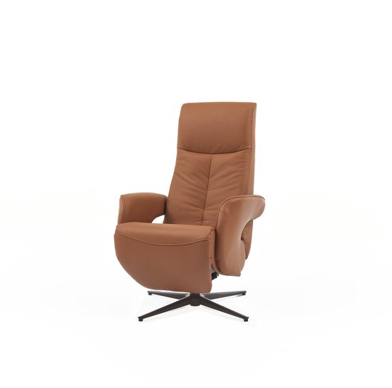 Elektrische relaxzetel Palermo - Cognac Leder| 2 motoren | draaibaar | inox voet | op afspraak geleverd