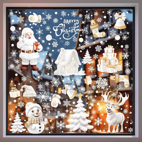 9 vellen kerstraamstickers, kerstraamstickers, kerststickers