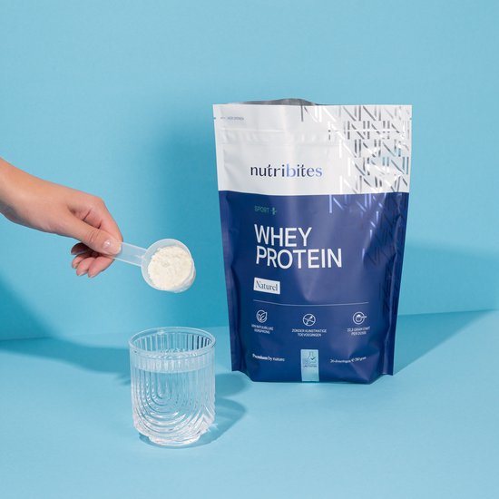 Nutribites Whey Protein Naturel - 22,3g eiwit per scoop - Compleet aminozuurprofiel - Zuiver en goed opneembaar - 780g van Merkloos — afbeelding 3