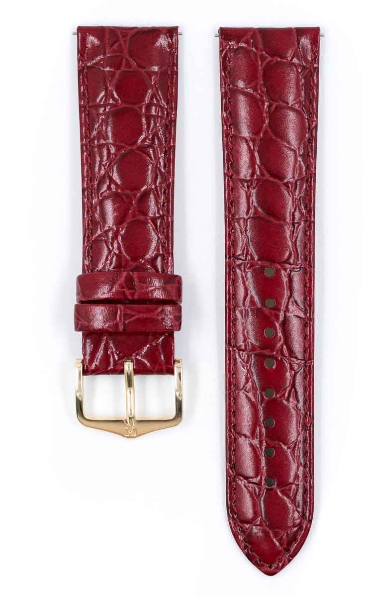 Hirsh Horlogeband Crocograin Wijnrood - Leer - 18mm