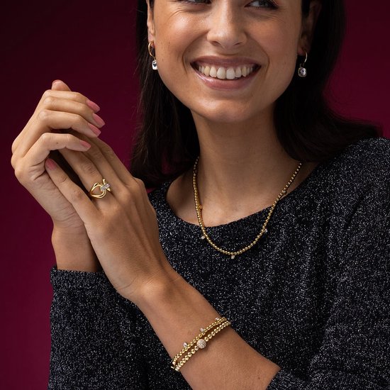 My Bendel - MB3716 - Bague My Bendel couleur or en acier inoxydable - Bague élégante avec zircone - Avec emballage cadeau de luxe