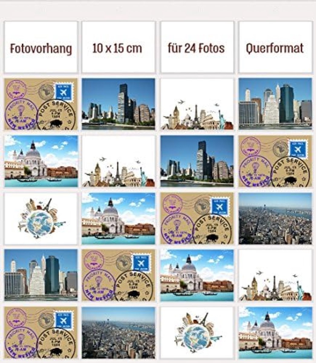 PromoHome Fotogordijn Transparant voor 24 Foto's 10x15 cm - Wanddecoratie Fotocollage
