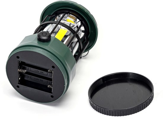 Noodlamp met Handvat - LED Tentlamp op Batterijen (exclusief) - Warmwit licht - Groene body - Dimbaar - Camping & Noodverlichting — afbeelding 3
